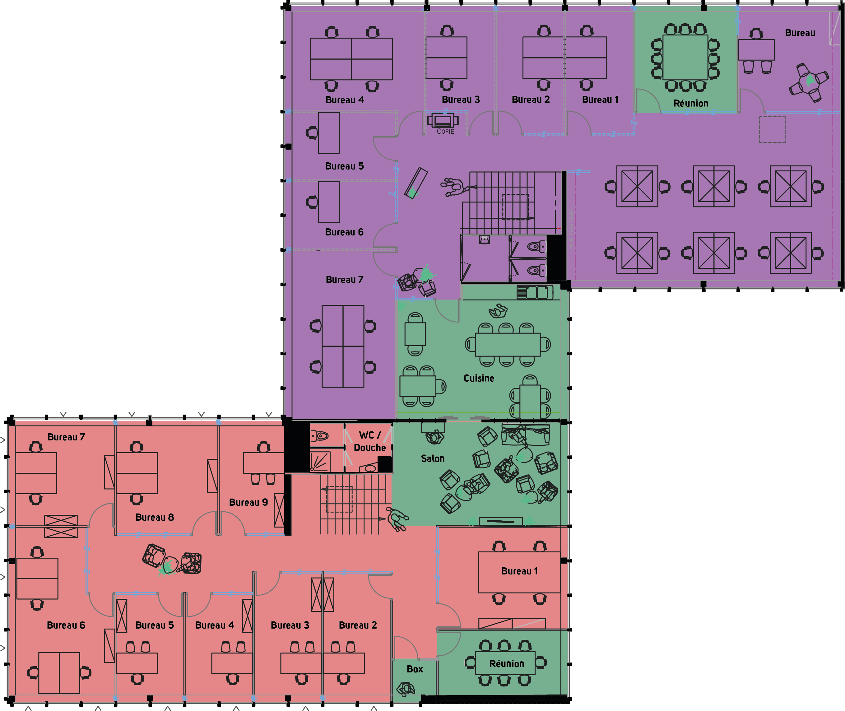 plan des bureaux de Jeunes Pousses et de l'Appartement